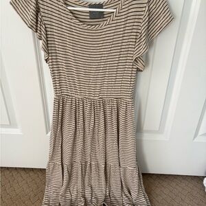 Olivia Rae Beige and Black Striped Dress